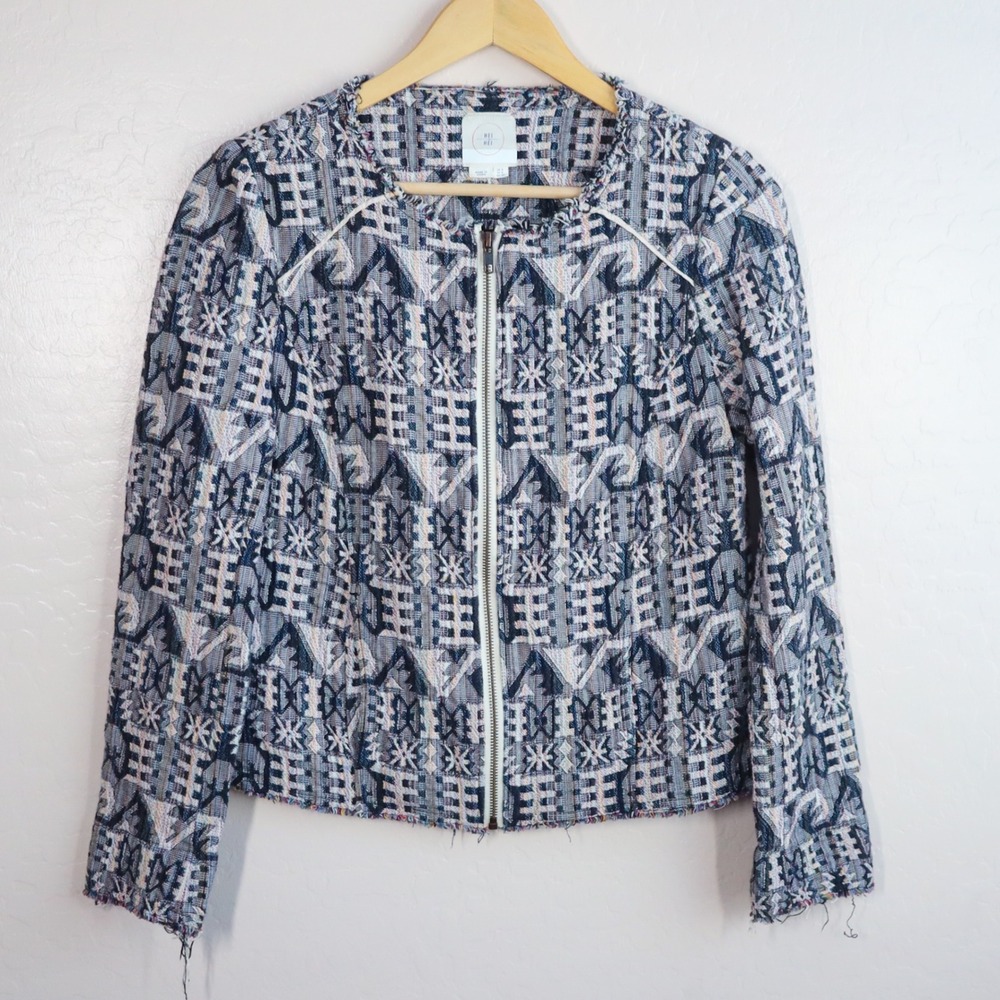 Anthropologie Hei Hei Faifo Woven Tapestry Blazer Geometric Aztec Womens Size 4